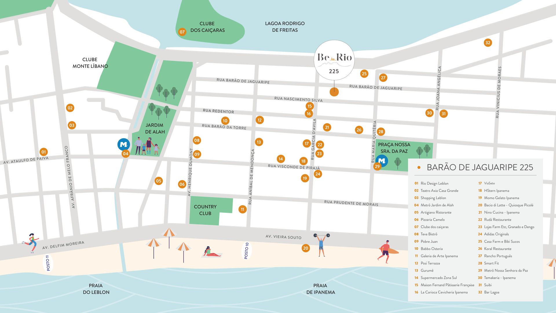 Mapa de localização do Be.in.Rio Barão de Jaguaripe 225 em Ipanema
