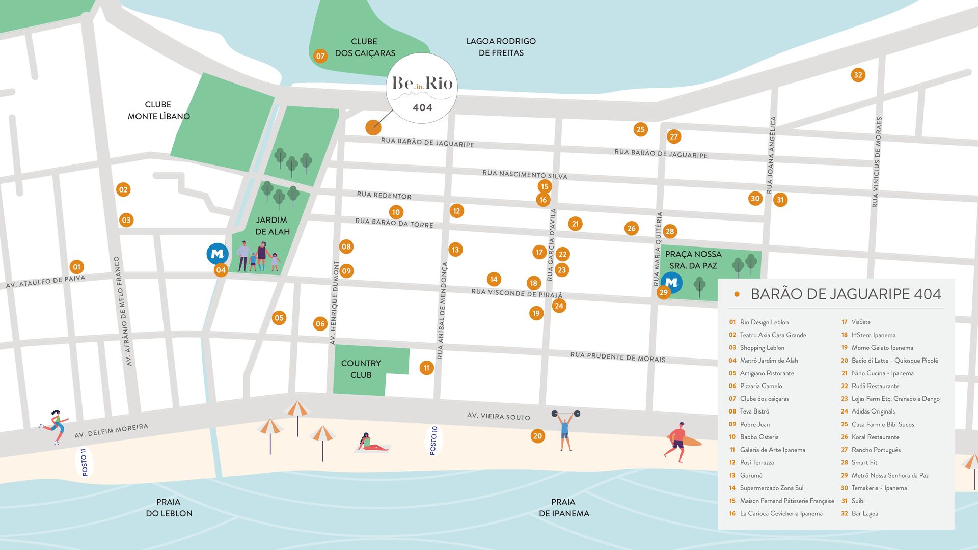 Mapa de localização do Be.in.Rio Barão de Jaguaripe 404 em Ipanema
